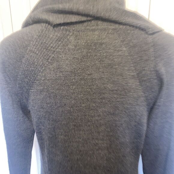 Paul Costelloe BLACK LABEL Midi Dress M Dark Grey Marino Wool Acrylic Cowl Neck - Picture 9 of 10